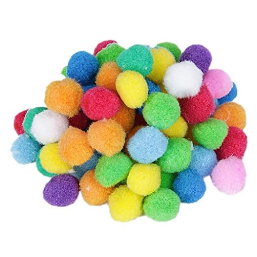 80pcs Boules de Pompon Multicolores Rondes