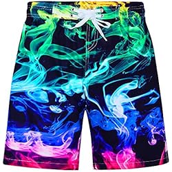 uideazone Big Boys Colorful Smoke Grpahic Swim Trunks Quick Dry Board Short Swimwear for Beach Party Vacation