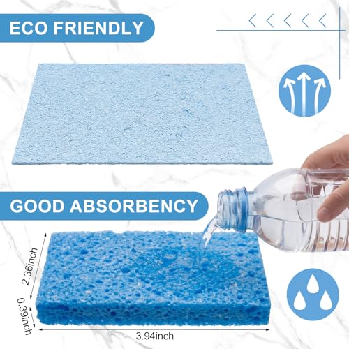 Image of Zhengmy 48 Pieces Sponges Bulk Sponges Kitchen Compressed Sponge Natural Dish Sponge Compressed Wood Pulp Cleaning Without Scratching for Kitchen Bathroom, 3.9 x 2.4 x 0.12 Inch (Blue)