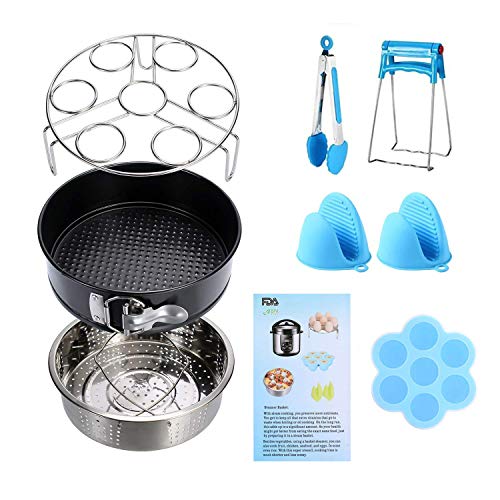 Instant Pot Accessories Set 11 Pcs 5,6,8Qt Steamer Basket Non-Stick Springform Pan, Steamer