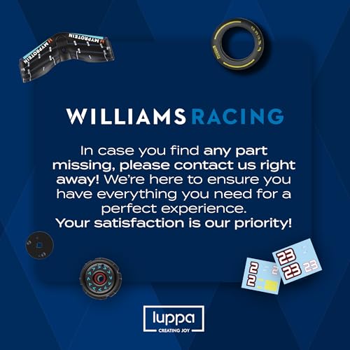 Image of LUPPA Formula 1 FW45 Model kit - 1:18 Scale Racing F1 FW45 Model Inspired by Alexander Albon & Logan Sargeant l Building kit, Collectible diecast, 140 Pieces