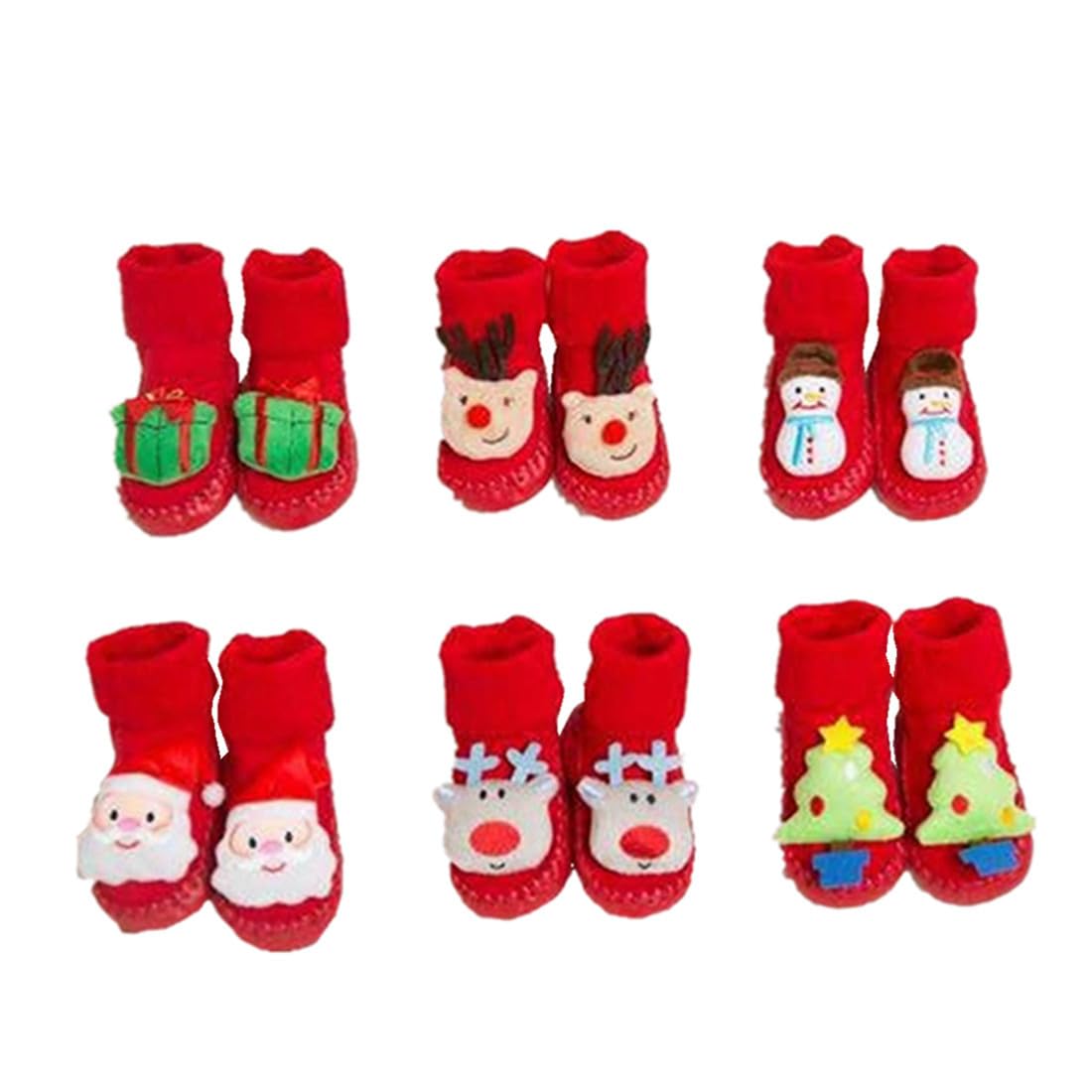 Newborn Baby Socks Boys Girls Christmas Floor Shoes Socks Anti-Slip Warm Xmas Floor Socks Toddler Ankle Socks (Green, 12)