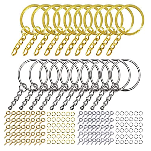 WOWOWO 220 pièces Porte-clés avec Anneaux de Saut à la chaîne vis épingles à Oeil Ensemble pour l'artisanat de Bricolage en résine