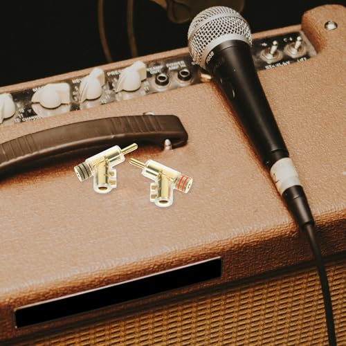 Conector banana ángulo recto para evitar cables doblados en amplificadores 4