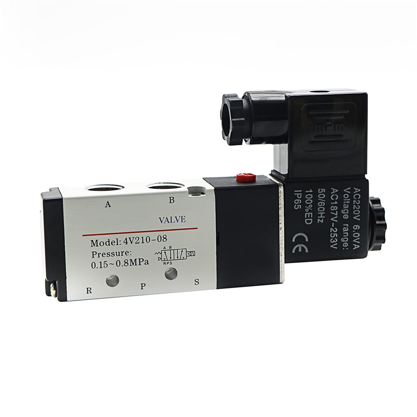 Elektrozawór elektromagnetyczny pneumatyczny 4V210-08, 5-drożny, 2 pozycje, kontrola powietrza i gazu, zawór magnetyczny 12 V 24 V 220V, złącza węża 4mm-12 mm, 1 szt. (4v210-08,AC110)