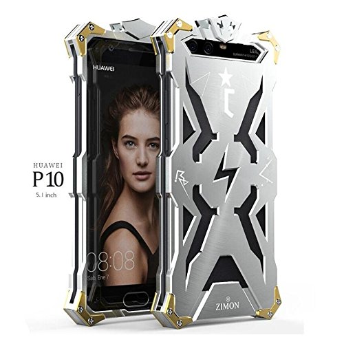 Huawei P10 di metallo, Bpowe anti-graffio Hollow design lusso in alluminio aerospaziale in lega di custodia cover protettiva per Huawei P10 13 cm Silver