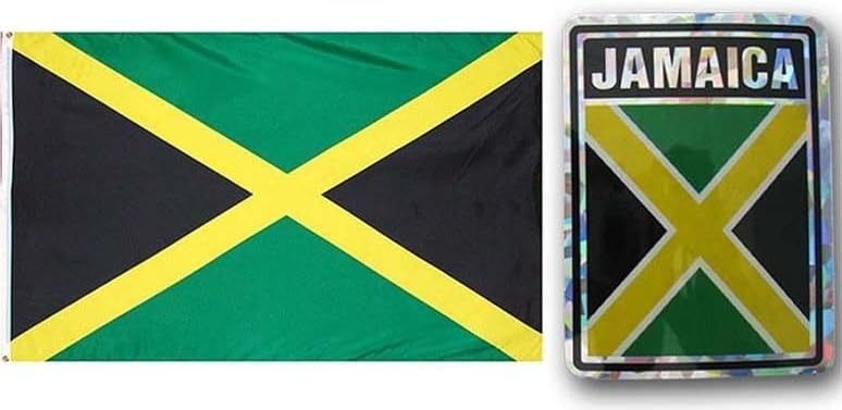 Deluxe Combo Set Jamaica Country 3x5 3x5 Flag and 3"x4" Decal by Lumaglow