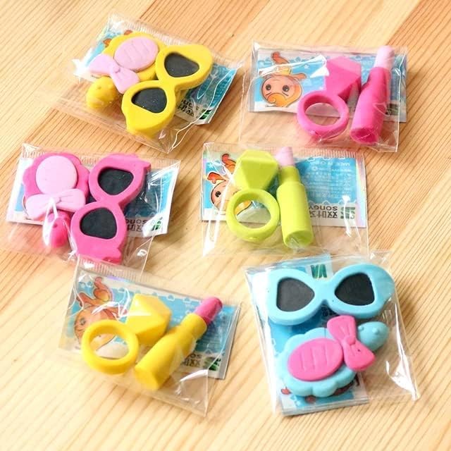 Image of AK Store (Pack of 4) 3D Cute Cartoon Shape Rubber Pencil Erasers, School Stationery for Kids, Boys Girls, Birthday Return Gifts (Makeup)