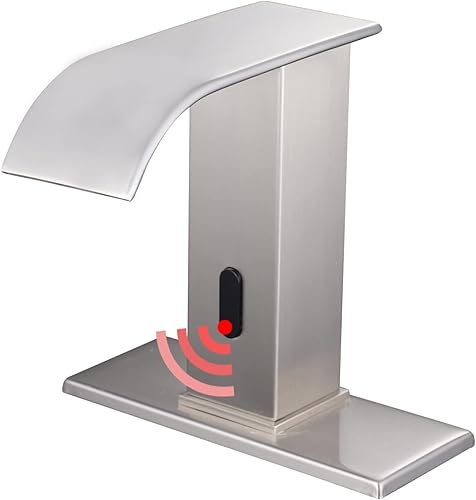 Miniatura 8 de GGStudy Grifo de lavabo de baño con sensor automático de oro pulido sin contacto, grifo de lavabo, manos libres, cascada con caja de control y