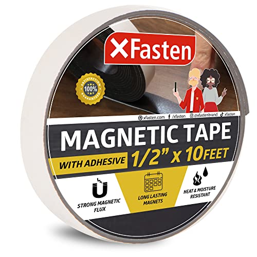 Xfasten Magnetic Tape Strip Roll, 1/2-Inch X 10-Foot, Self-Adhesive, Peel And Stick On Double-Sided Magnet Strips For Fridge, Crafts And Diy Projects #TOP18