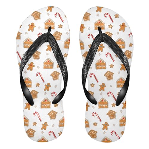 Burbuja Gingerbread Cookies Flip Flops for Women Men, Soft Thong Sandals Rubber Slippers for Pool Beach Essentials