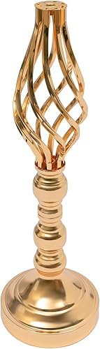 Miniatura 6 de Soporte de flores de cristal, decoración de mesa, centro de mesa, jarrón de metal para mesas de recepción, suministros de boda, 10 piezas de 19.3