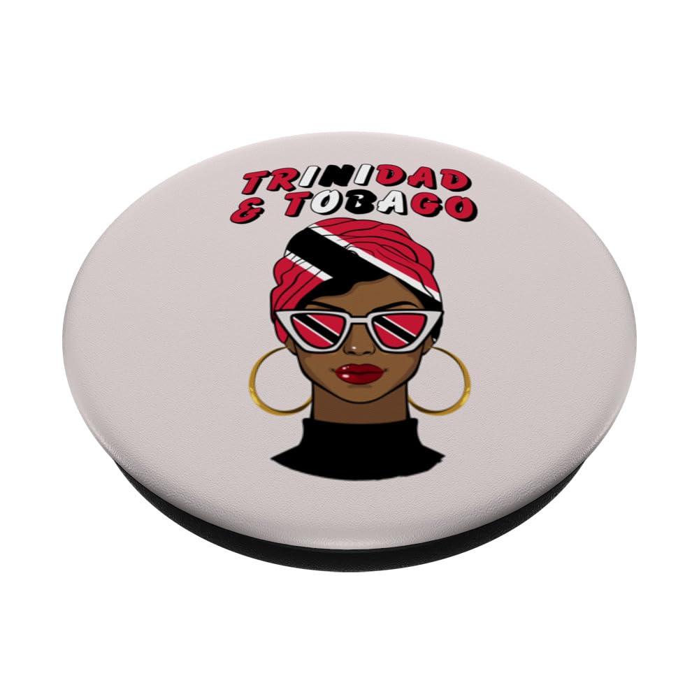 Trinidad & Tobago, Trinidadian Flag, Trinidadian Women Girls PopSockets Swappable PopGrip, Black - Image 2