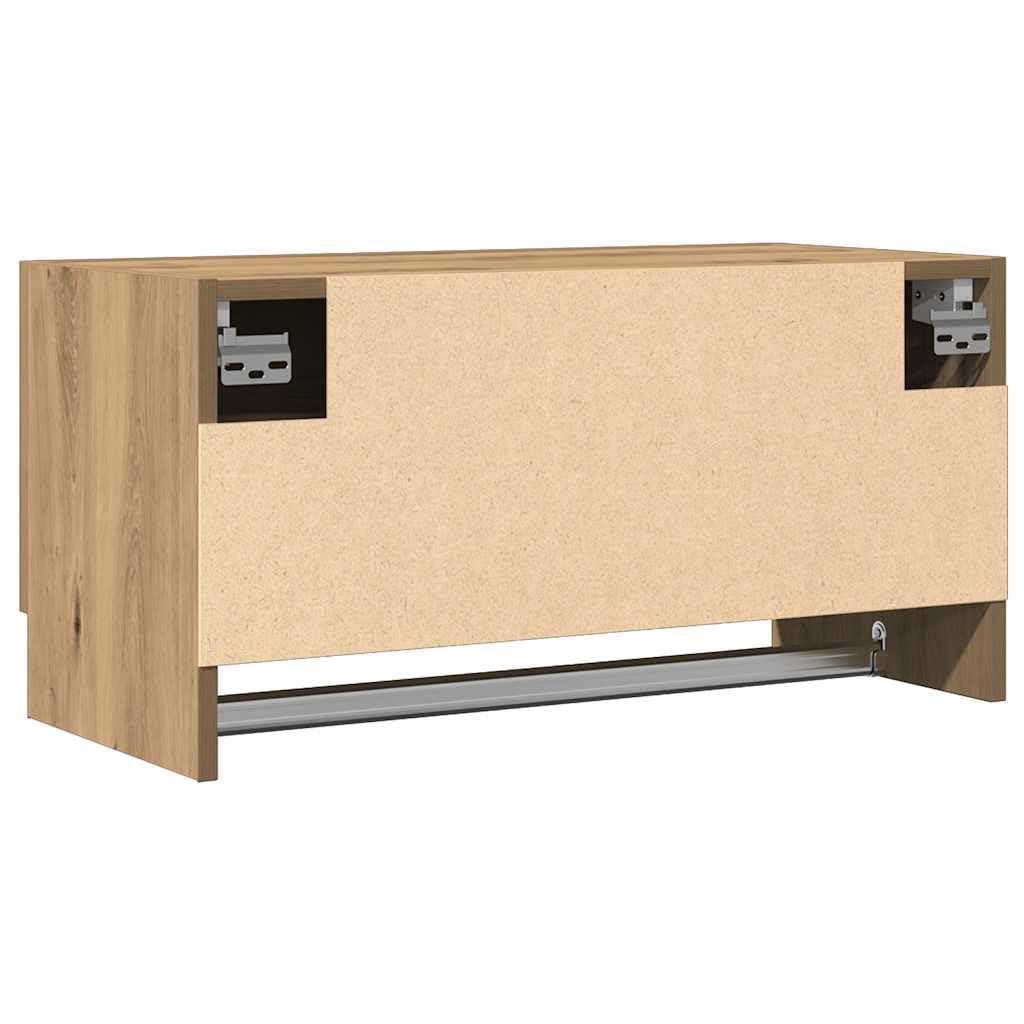 ACAGALA Hängeschrank-Bad, Klappbarer Badezimmer Wandschrank Teleskopöffnung, Badschrank 70 Breit mit Wäscheständer, Eiche handwerklich 70 x 32,5 x 35 cm