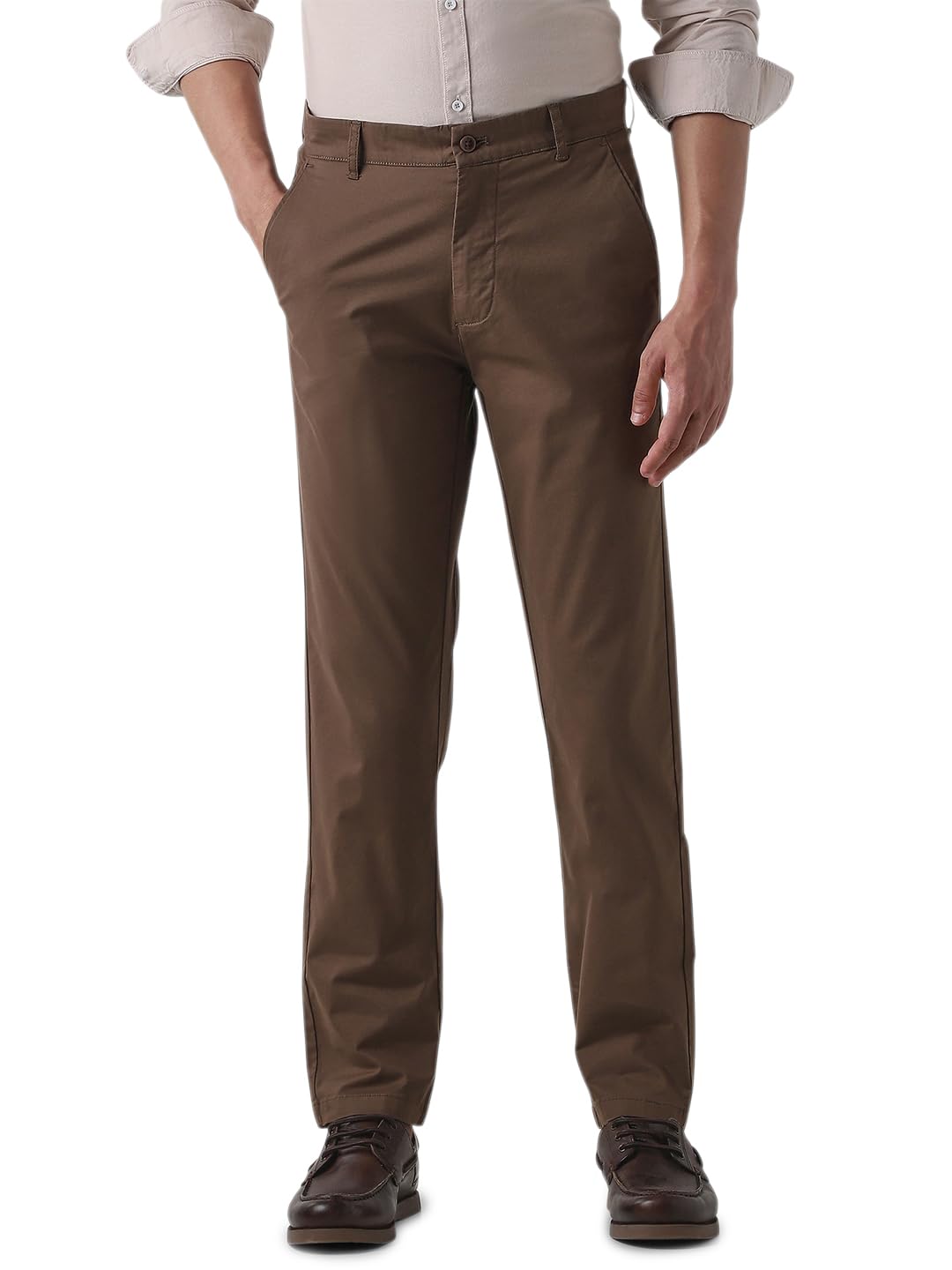 reid & taylor Brown 98% Cotton 2% Elastant Regular Fit Trouser-picture-24