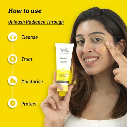 Image of Chemist At Play 30x Vitamin C Face Wash | Cleans Oil & Dirt + Gentle Exfoliating Face Scrub with Mandelic Acid & Walnuts | Fades Dark Spots | Improves Radiance | Prevents Acne & Removes Excess Oil | For Men & Women | (100ml each) | Pack of 2