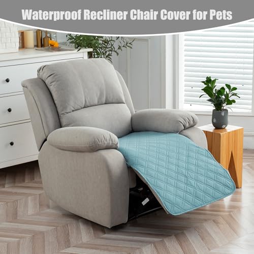 Image of Genina Waterproof Recliner Chair Covers, Recliner Cover for Dog Pets Friendly, Washable Antislip Reclining Chair Cover Furniture Protector, Sofa Slipcover for Living Room(23.6inch /Blue)