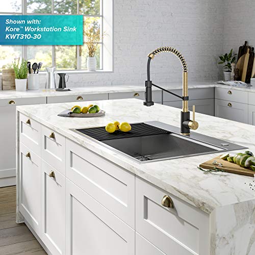 Kraus KPF-1610SFACBMB Bolden Commercial Style 2-Function Single Handle Pull Down Kitchen Faucet In Spot-Free Antique Champagne Bronze/Matte Black thumb #11