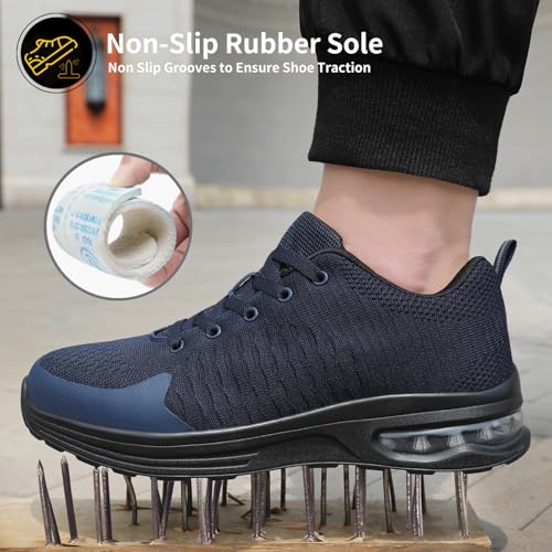 Image of LUPWEE Steel Toe Shoes for Men Women, Slip Resistant Safety Work Shoes Puncture Proof Comfortable Indestructible Sneakers with Specialized Work Insole for Industry Construction Warehouse
