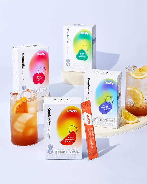 Miniatura 2 de ZEESOON Rally Kombucha, sin azúcar, prebióticos en polvo fermentados instantáneos y probióticos vivos de Corea 17 kcal Tea, 10 barras (té negro de