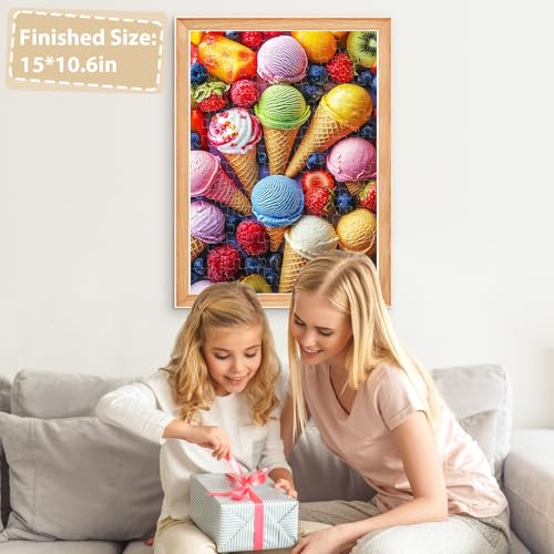 Rompecabezas Jeaiciro de 100 piezas para niños de 6 a 10 años, diseño de conos de helado, rompecabezas educativo, piezas grandes, actividad familiar divertida, 11 x 15 pulgadas miniatura 7