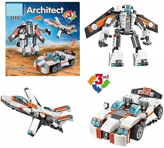 TEMSON 3 in 1 DIY Architect Construction Building Blocks Flying Jet Fighter Plane Car Robot Brick Model Mini Blocks Assembled 237+ Pieces (Set of 1)(3115) (B0CJJ4L325) Amazon Price History, Amazon Price Tracker