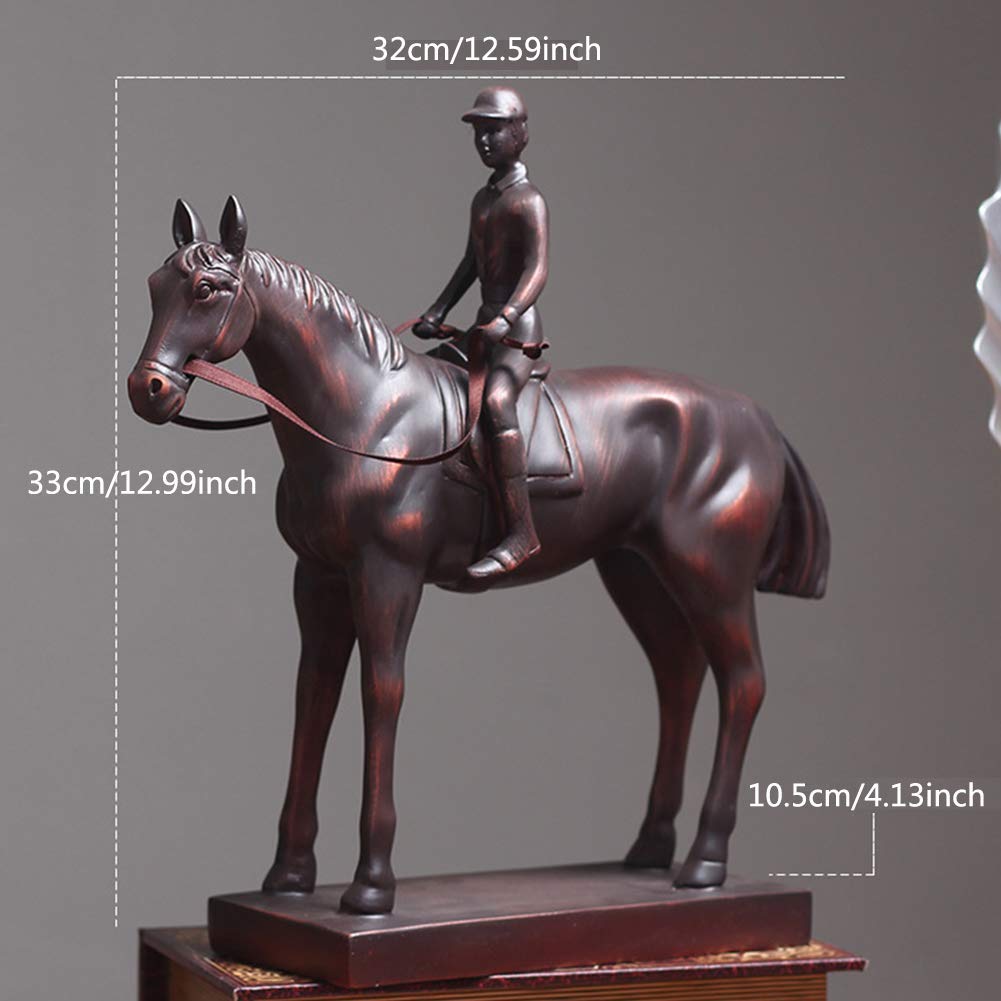Wyścigi konne dżokej statua ozdoba rzeźba, figurka rycerza konia dekoracja stołu rodzinnego, L