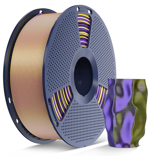 Image of SUNLU Silk Triple Color PLA Filament, Silk PLA 3D Printer Filament 1.75mm, Neatly Wound Shiny Silk 3D Printer Filament 1.75mm ±0.02mm, 1KG Spool (2.2lbs), Silk Triple Color (Black Gold Purple)