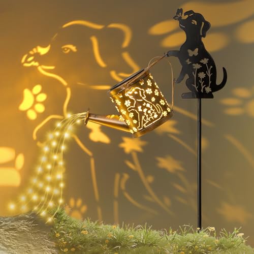 Arrosoir solaire de jardin silhouette chien pour illuminer vos soirées de terrasse et cour