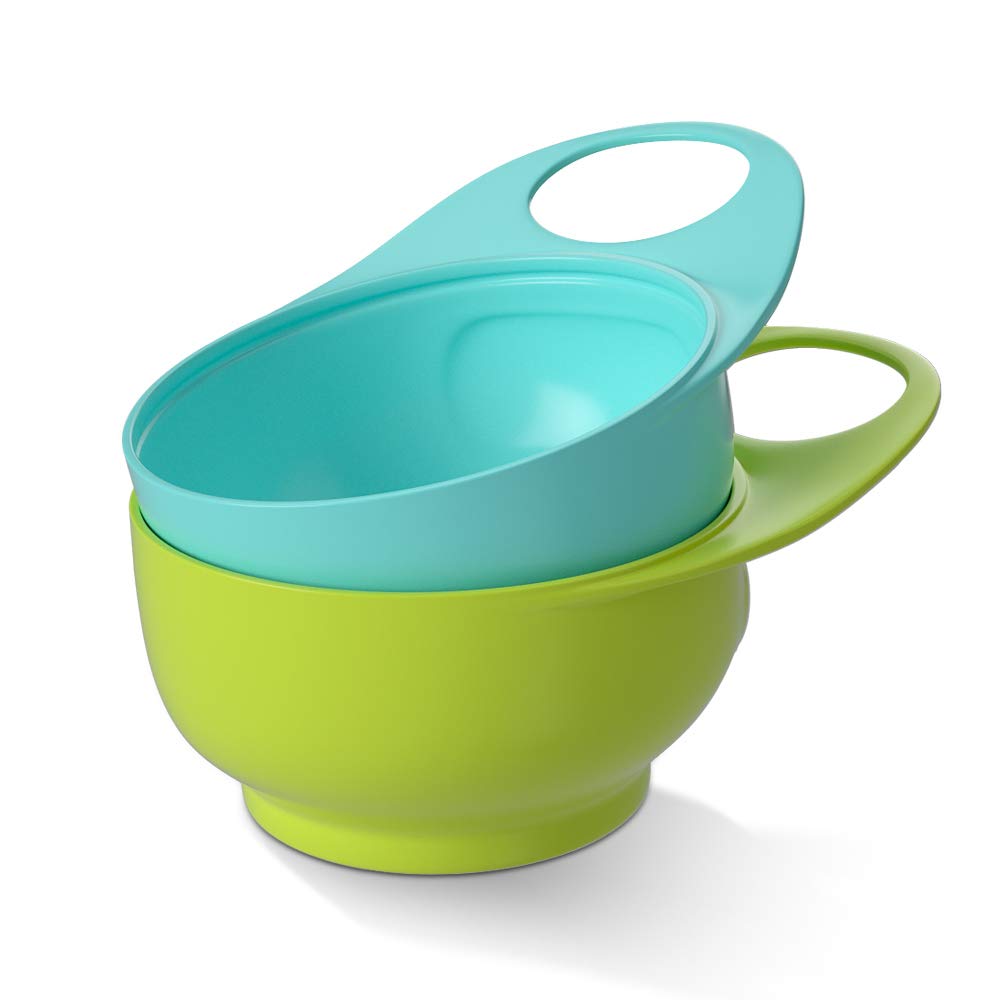 Brother MaxTwo Easy Hold Toddler Baby Suction Plates/Bowls Feeding Set | Kids | Infants | Pack Of 2 (Blue/Green)