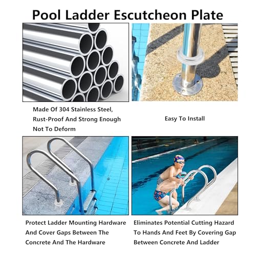 Pool Ladder Escutcheons Ulifestar acero inoxidable 6 piezas miniatura 4