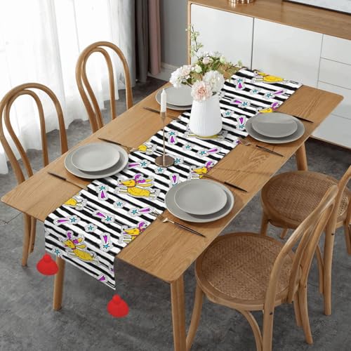 Chemin de table avec pompons design dessin animé lavable en machine - 2