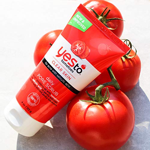 Yes To Tomatoes Daily Pore Face Scrub - Salicylic Acid Help Reduce and Clear Blackheads Bamboo Exfoliating Facial Scrub for Clear Skin | 4 Ounce