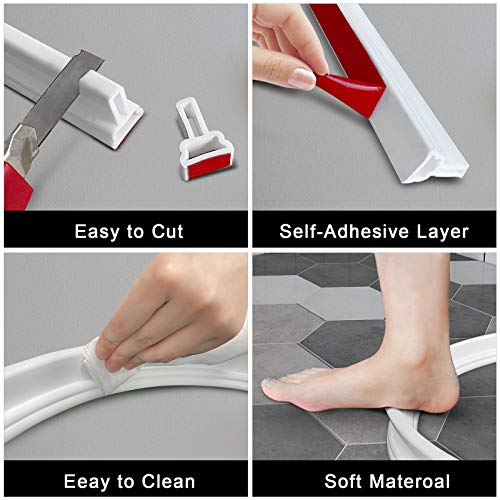 39 Inch Collapsible Threshold Water Dam For Shower Stall,Silicone Shower Barrier Keeps Water Inside Threshold,Bathroom Water Stopper,Flood Shower Barrier,Dry And Wet Separation #TOP2