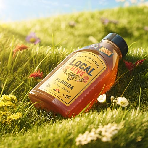 Image of Local Hive Florida Raw & Unfiltered - 16 oz | 100% Pure U.S. Honey | Natural Sweetener Sourced from American Bees & Beekeepers | Medium-Bodied with a Hint of Spice | Ideal for Tea, Baking & Cooking
