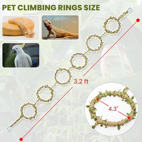 TUKOAW Snake Climbing Rings for Ball Python & Corn Snake, Enrichment Pet Toys Reptile Tank Cage Decor Habitat Accessories for Terrarium, Bearded Dragon, Chameleon, Lizard, Parrot