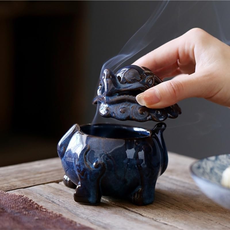 Quemador de Incienso de reflujo, Quemador de Incienso de cerámica Antiguo, Quemador de Incienso de Madera de agar para Mesa de té de Interior, Quemador de aromaterapia, Adornos Zen