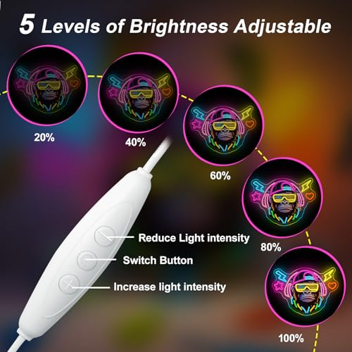 Image of Music Gorilla LED Neon Sign Headphone Monkey Light for Game Wall Decoration | 16.59IN*11.8IN,Five level brightness adjustment,USB power,For Bar,Club,Pub,Men Cave,Living room,Bedroom,Restaurant,Party