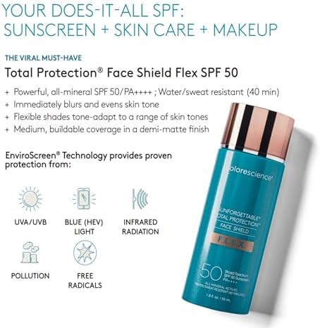 Colorescience FLEX Tinted Mineral Sunscreen SPF 50, Tone-Adapting Buildable Coverage with Zinc Oxide, Environmental Defense Against Blue Light & Pollution, For All Skin Tones, 1.8 fl. oz., Deep - 2