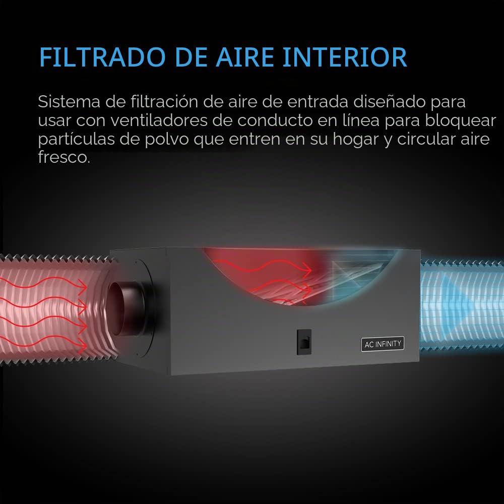 AC Infinity Caja, 150mm de filtro en línea, con filtro MERV 13, kit de filtración HVAC para toda la casa, compatible con ventiladores de 150mm conducto, ideal para entrada de aire fresco y ventilación