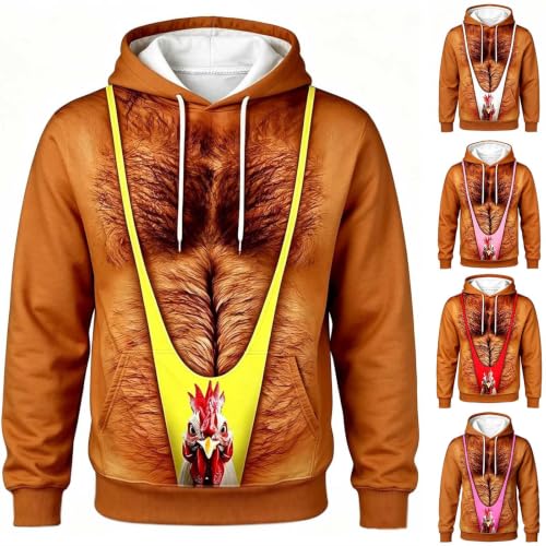 Mens Ugly Christmas Sweater Funny 3D Print Hairy Chest Halloween Sweatshirt - image 1