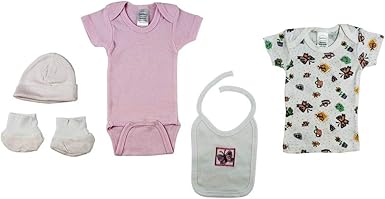 Amazon Com Bambini Recien Nacido Bebe Nina Layette Set De 5 Piezas Rosa 0 3 Meses Clothing