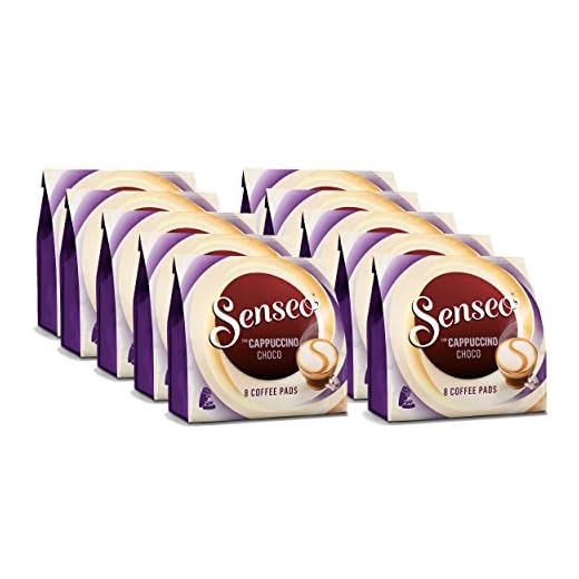 Senseo Dosettes à Café Cappuccino Choco, Café Goût Chocolat, Nouvelle Recette, Lot de 10, 10 x 8 Dosettes