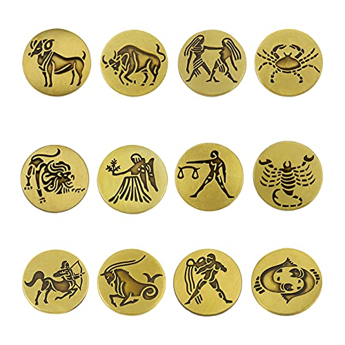 12pcs Astrological Sign Pins Star Sign Enamel Pins Set Vintage Constellations Brooch Zodiac Sign Lapel Pins for Backpacks Jackets Hat Jewelry
