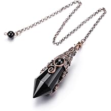 PESOENTH Black Obsidian Crystal Pendulum Metal Bronze Hexagonal Gemstone Dowsing Pendulum Crystal Spiritual Gifts for Women Healing,Scrying,Witchcraft Supplies Divination Tools