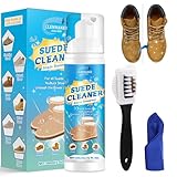 Suede Shoe Cleaner, Suede and Nubuck Cleaner, No-Rinse Foam Shoe Cleaning Kit with Towel & Brush, Suede Cleaner Removes Dirt and Stains for Suede, Nubuck, Leather, Boots, Sneaker