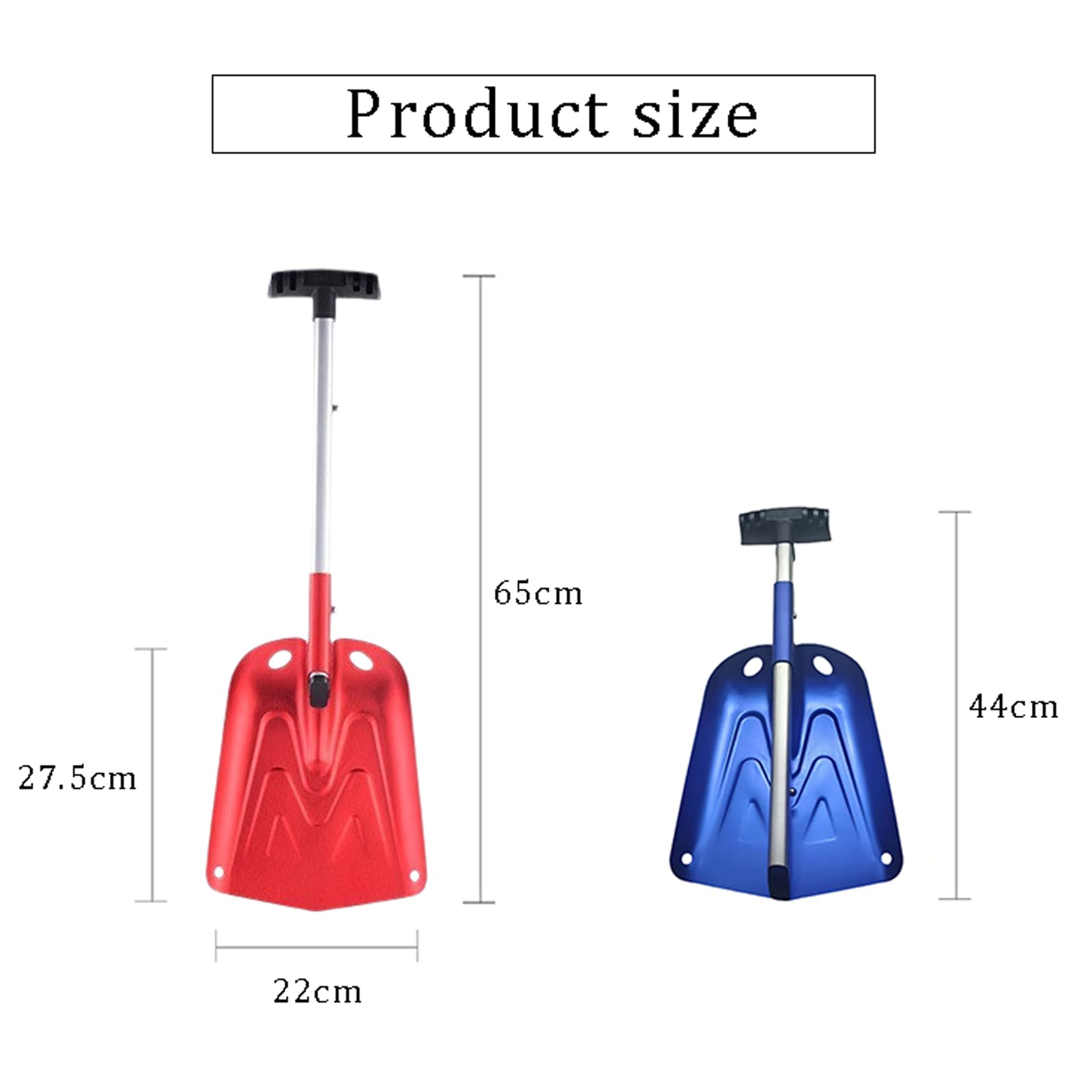 Pala para Nieve Plegable,Palas para Quitar Nieve,pala de emergencia plegable telescópica de invierno Pala de Nieve Ajustable Portátil Ligera para Camping Jardín Senderismo(rojo/dorado/azul)