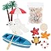 Mini Fairy Garden Accessories 10 Pieces Beach Miniature Dollhouse Decoration Umbrella Palm Tree Chair for DIY Swimming Pool Summer Beach Birthday Party Supplies