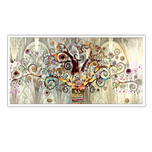 NCHEOI Árbol de la vida de Gustav Klimt paisaje pared arte lienzo carteles e impresiones cuadro moderno de arte de pared para decoración interior del hogar 70x140cm sin marco