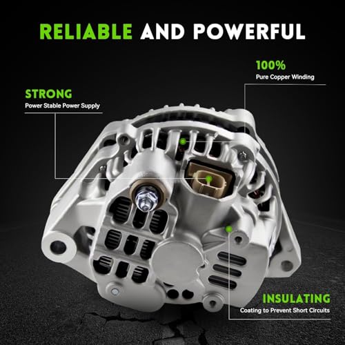 Image of 13893N Alternator L4 1.7L Compatible with Honda Civic, Acura EL 2001-2005, 70A 12V, 06311PLM505RM, 31100-PLM-A01A02, AHGA50, AMT0125, 400-48035, 90-27-3268